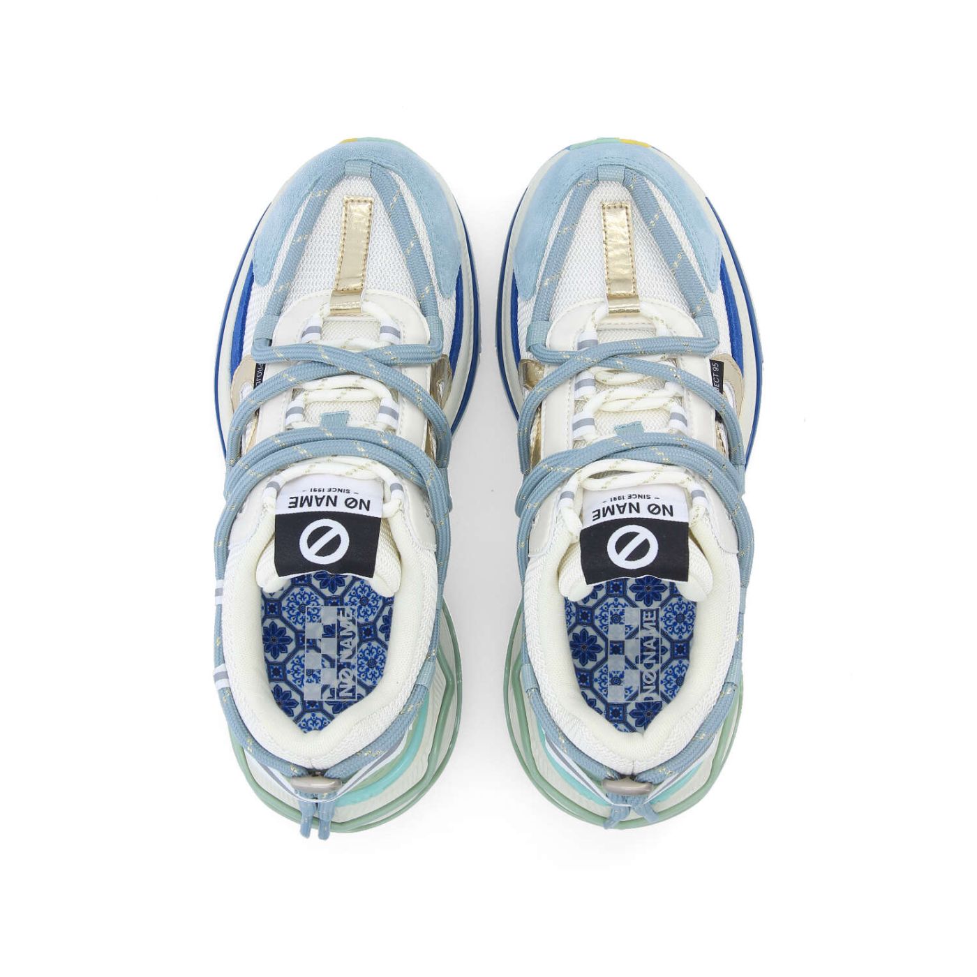 WILLO RUNNER W - MESH/SDE/PERLE - BLANC CASSE/BLEU SICILIEN